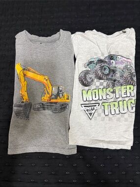Monster Jam & Excavator Graphic Short Sleeve Tees - Gray